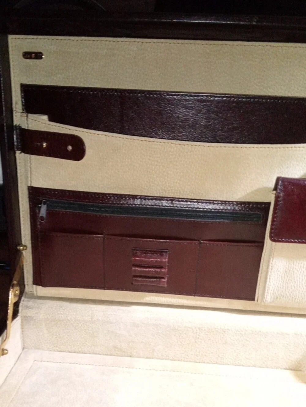 Tumi Maroon Leather Briefcase with Brass Combination Lock
